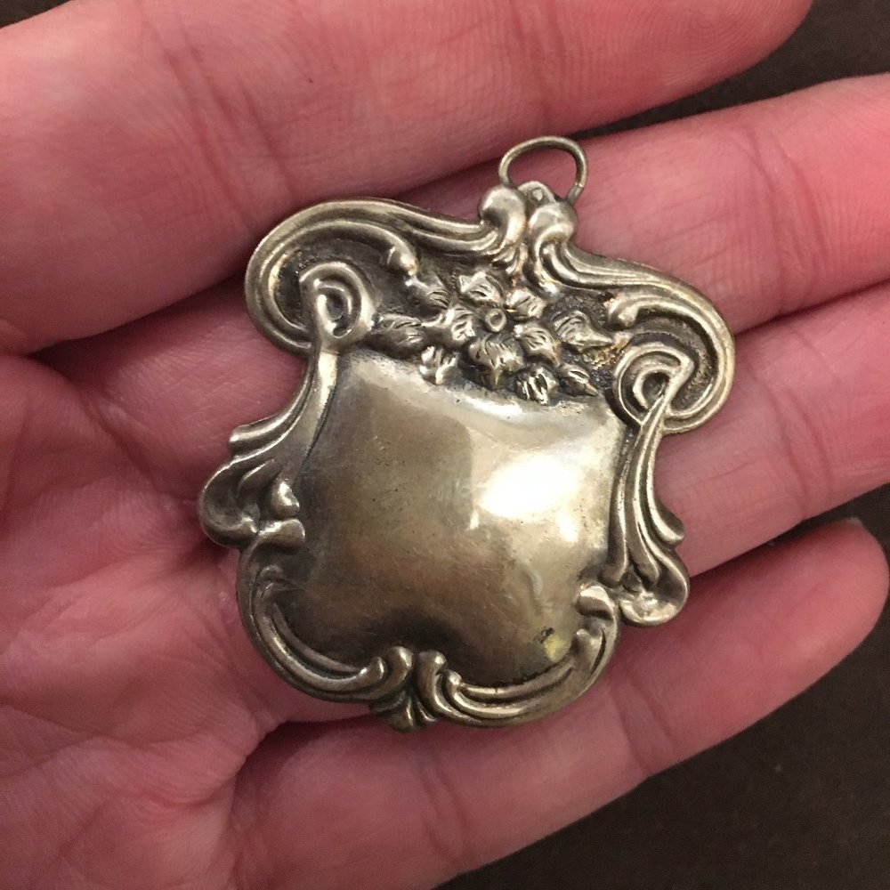 Pendant Antique Art Nouveau Sterling Silver .925 No Monogram Women's Jewelry
